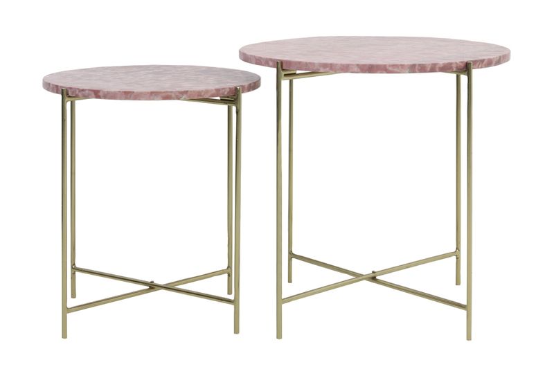 Sidebord DELON marble pink-gold 6746989 - sett a 2 