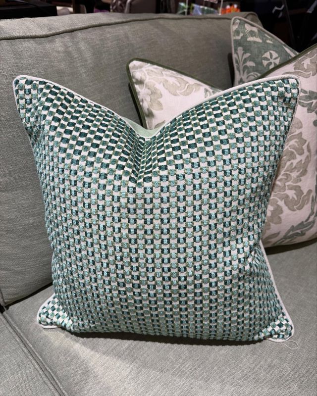 Putetrekk i 50x50 i stoffet Velours Tosca Aqua M4095-05