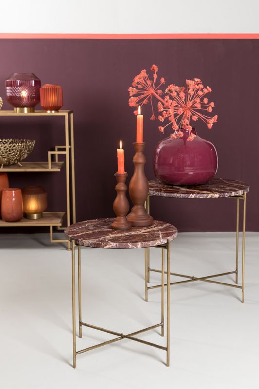 Sidebord DELON marble pink-gold 6746989 - sett a 2 