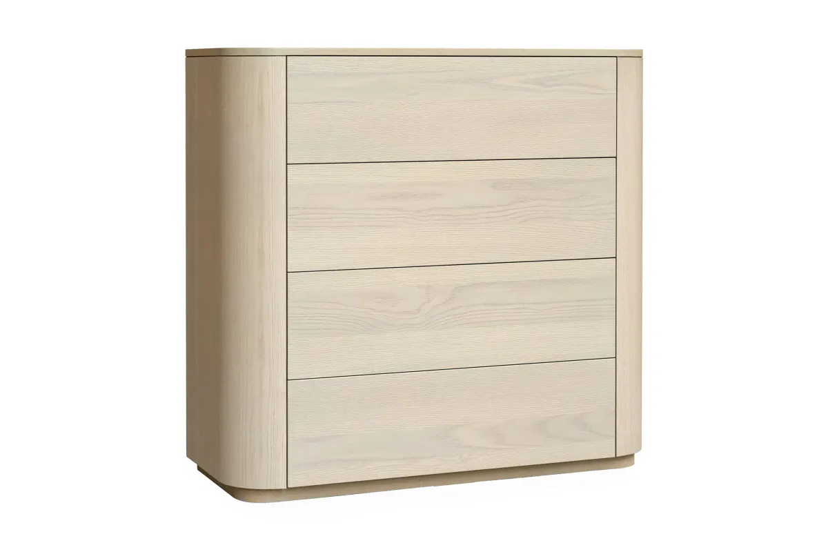 Komode Kyoto 120x115x45cm m/4 skuff White wash eikefiner