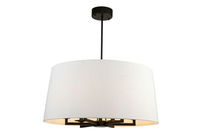 Hovedbilde  Taklampe Aruba D75cm 6armer sort Hvit lin skjerm ...