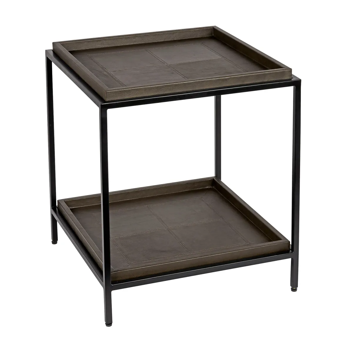 Sidebord black frame 50cm x 50cm x 55cm Brown Leather