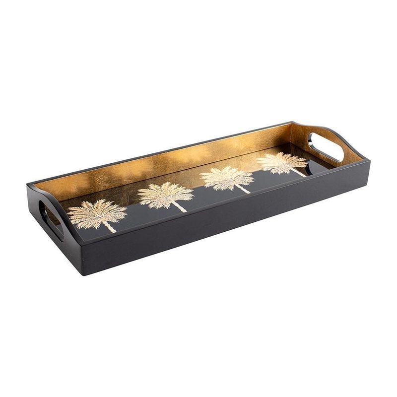 Grand Palms Lacquer Bar Tray in Black - 1 Each Caspari SKU: 1593