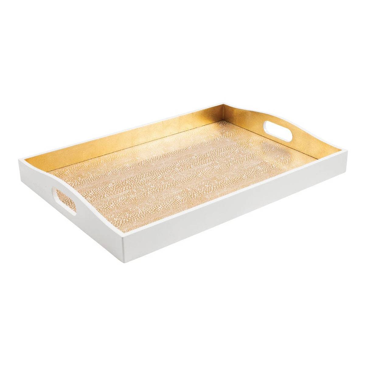 Pebble Lacquer Large Rectangle Tray in Gold - 1 Each Caspari SKU